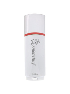 Флеш-диск 64 GB, SMARTBUY Crown, USB 2.0, белый, SB64GBCRW-W
