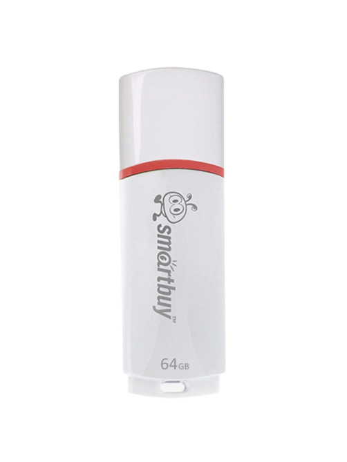 Флеш-диск 64 GB, SMARTBUY Crown, USB 2.0, белый, SB64GBCRW-W