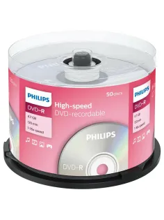 Диск DVD-R PHILIPS, 4,7 Гб, 16x, Cake Box (упаковка на шпиле), КОМПЛЕКТ 50 шт., DM4S6B50F/97