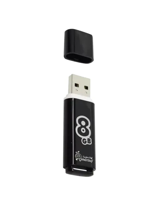 Флеш-диск 8 GB, SMARTBUY Glossy, USB 2.0, черный, SB8GBGS-K