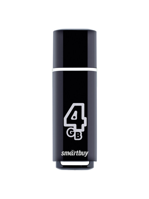 Флеш-диск 4 GB, SMARTBUY Glossy, USB 2.0, черный, SB4GBGS-K