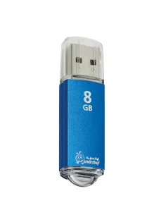 Флеш-диск 8 GB, SMARTBUY V-Cut, USB 2.0, металлический корпус, синий, SB8GBVC-B