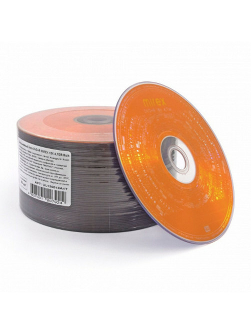 Диск DVD+R (плюс) MIREX, 4,7 Гб, 16x, Bulk (термоусадка без шпиля), КОМПЛЕКТ 50 шт., UL130013A1T