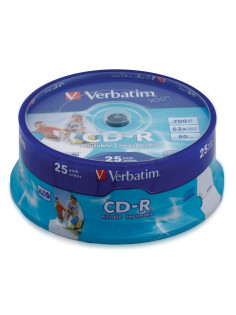 Диск CD-R VERBATIM 700 Mb 52x Cake Box (упаковка на шпиле), КОМПЛЕКТ 25 шт.