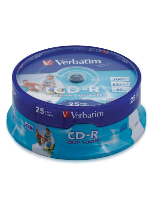 Диск CD-R VERBATIM 700 Mb 52x Cake Box (упаковка на шпиле), КОМПЛЕКТ 25 шт.
