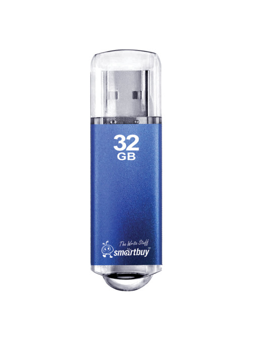 Флеш-диск 32 GB, SMARTBUY V-Cut, USB 2.0, металлический корпус, синий, SB32GBVC-B