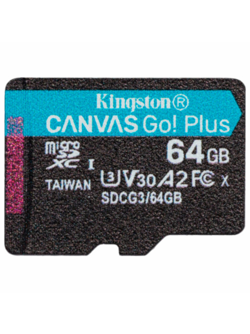 Карта памяти microSDXC 64GB KINGSTON Canvas Go Plus UHS-I U3, 170 Мб/с (class 10), SDCG3/64GB