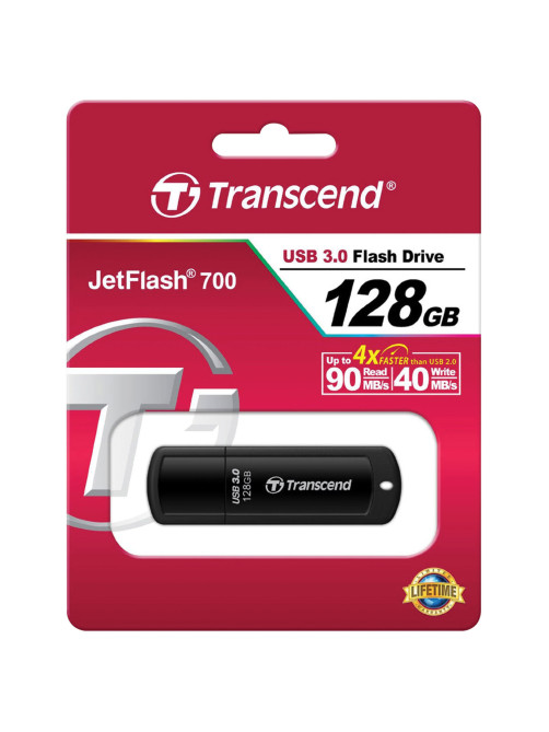 Флеш-диск 128 GB TRANSCEND Jetflash 700 USB 3.0, черный, TS128GJF700
