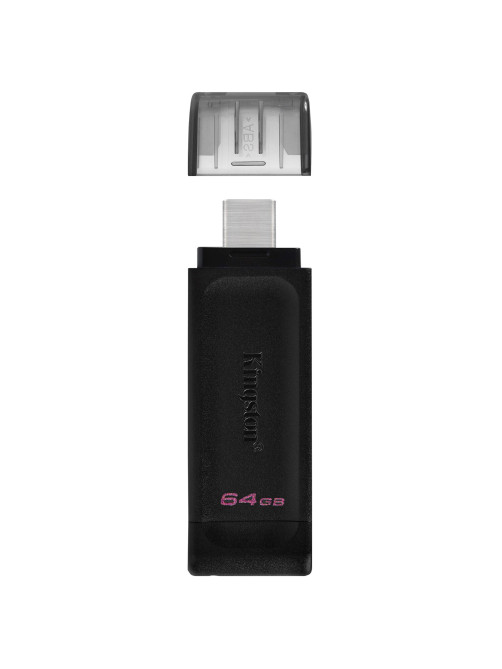 Флеш-диск 64 GB KINGSTON DataTraveler 70, разъем Type-C 3.2, черный, DT70/64GB