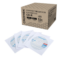 Диск CD-R в конверте КОМПЛЕКТ 50 шт., 700 Mb, 52x, CROMEX (КРОМЕКС), 513797