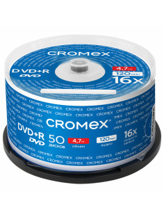 Диск DVD+R (плюс) CROMEX (КРОМЕКС), 4,7 Gb, 16x, Cake Box (упаковка на шпиле), КОМПЛЕКТ 50 шт., 513775