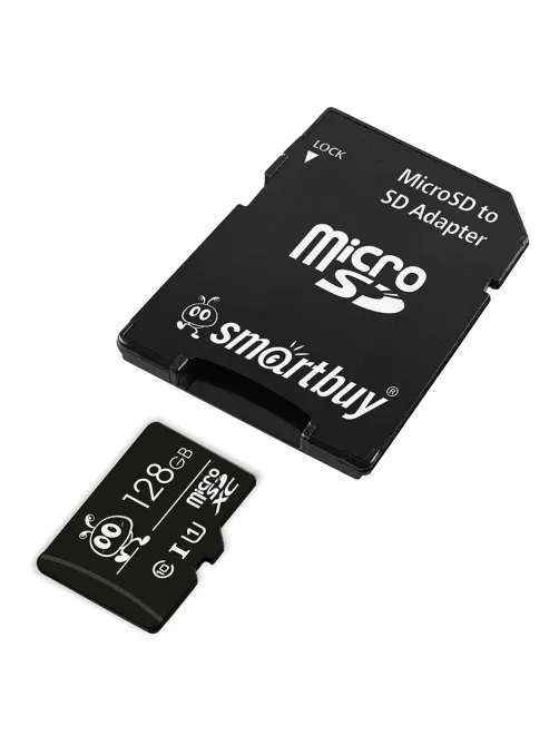 Карта памяти micro SDXC, 128 GB, SMARTBUY, UHS-1 U1, 80 Мб/сек. (class 10), с адаптером, SB128GBSDCL1001
