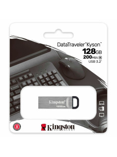 Флеш-диск 128 GB KINGSTON DataTraveler Kyson, разъем USB 3.2, серебряный, DTKN/128GB