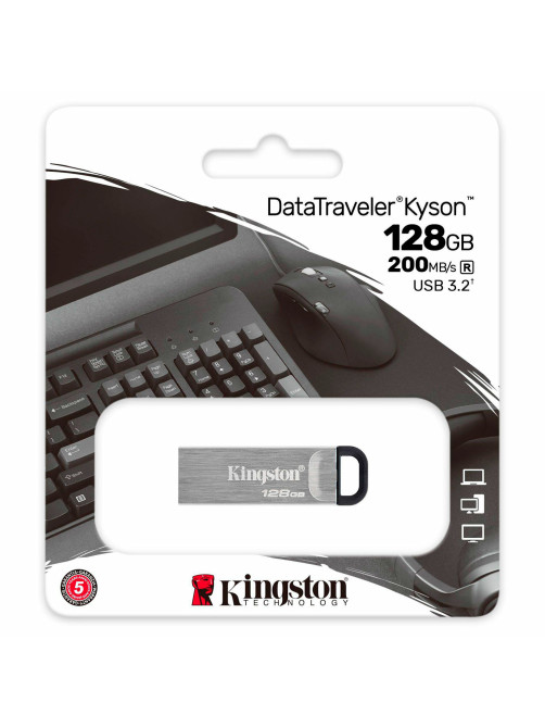 Флеш-диск 128 GB KINGSTON DataTraveler Kyson, разъем USB 3.2, серебряный, DTKN/128GB