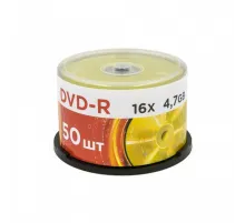 Диск DVD-R MIREX, 4,7 Гб, 16x, Cake Box (упаковка на шпиле), КОМПЛЕКТ 50 шт., UL130003A1B