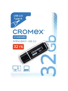 Флеш-диск 32 GB, CROMEX (КРОМЕКС) Standard USB 2.0, черный, 514159