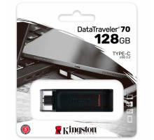 Флеш-диск 128 GB KINGSTON DataTraveler 70, разъем Type-C 3.2, черный, DT70/128GB