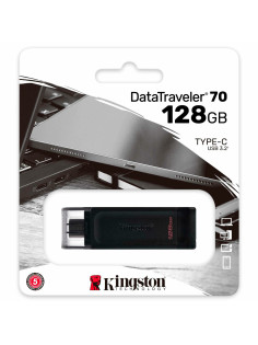 Флеш-диск 128 GB KINGSTON DataTraveler 70, разъем Type-C 3.2, черный, DT70/128GB