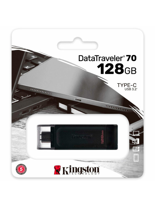 Флеш-диск 128 GB KINGSTON DataTraveler 70, разъем Type-C 3.2, черный, DT70/128GB