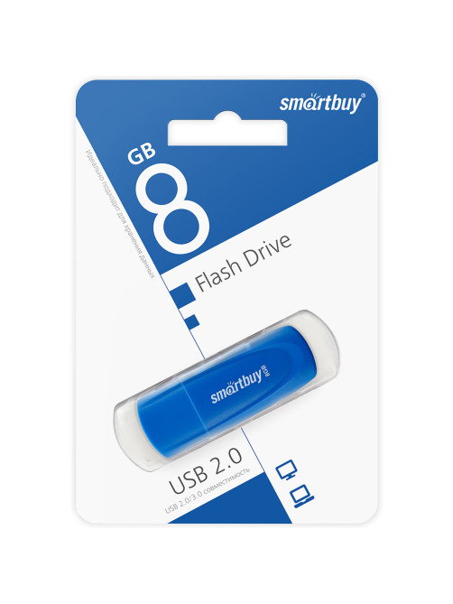 Флеш-диск 8 GB SMARTBUY Scout USB 2.0, синий, SB008GB2SCB