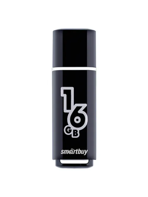 Флеш-диск 16 GB, SMARTBUY Glossy, USB 2.0, черный, SB16GBGS-K