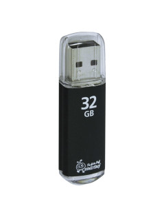 Флеш-диск 32 GB, SMARTBUY V-Cut, USB 2.0, металлический корпус, черный, SB32GBVC-K