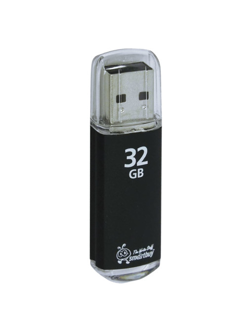 Флеш-диск 32 GB, SMARTBUY V-Cut, USB 2.0, металлический корпус, черный, SB32GBVC-K