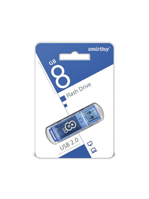 Флеш-диск 8 GB, SMARTBUY Glossy, USB 2.0, синий, SB8GBGS-B