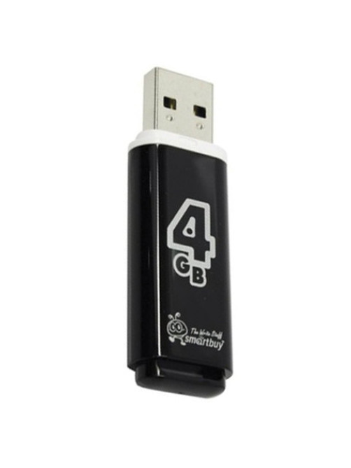 Флеш-диск 4 GB, SMARTBUY Glossy, USB 2.0, черный, SB4GBGS-K