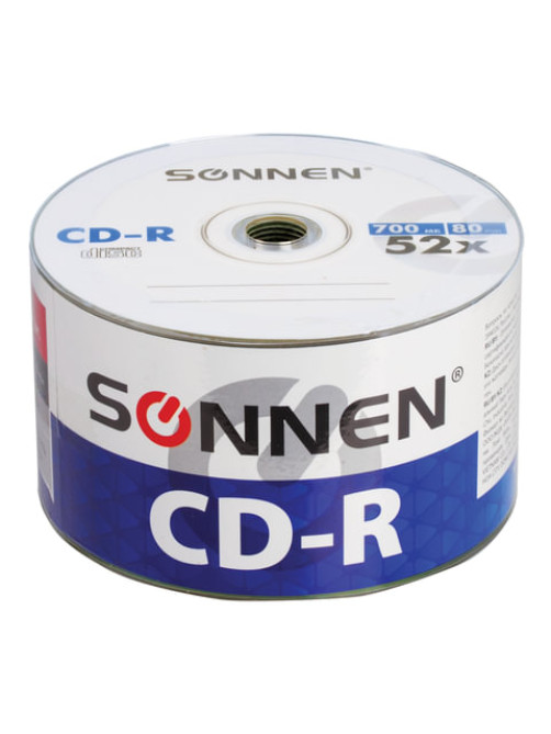 Диск CD-R SONNEN 700 Mb 52x Bulk (термоусадка без шпиля), КОМПЛЕКТ 50 шт., 512571
