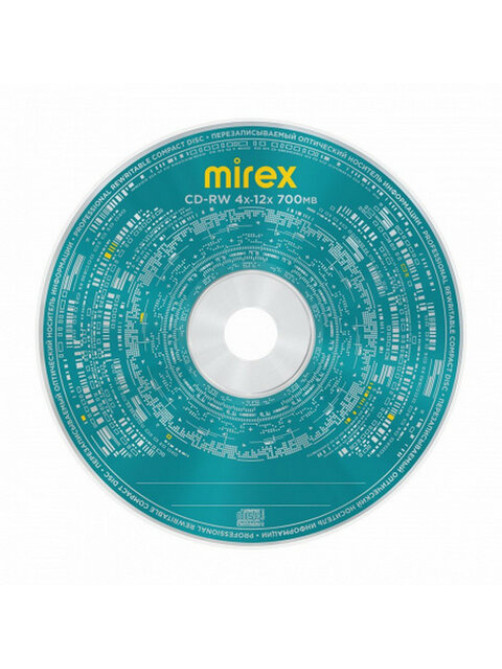 Диск CD-RW MIREX, 700 Мб, 4-12x, бумажный конверт, 1 штука, UL121002A8C
