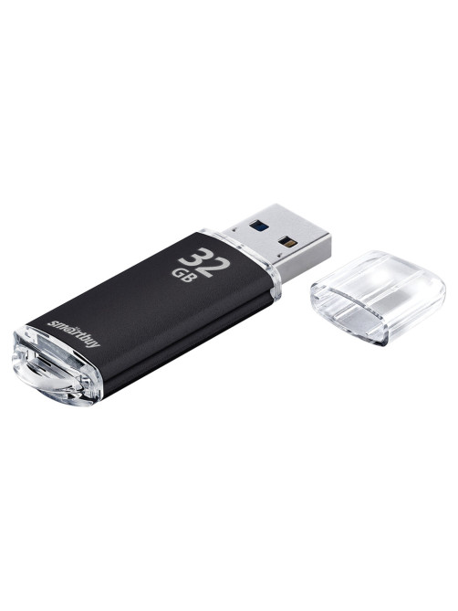Флеш-диск 32 GB, SMARTBUY V-Cut, USB 2.0, металлический корпус, черный, SB32GBVC-K