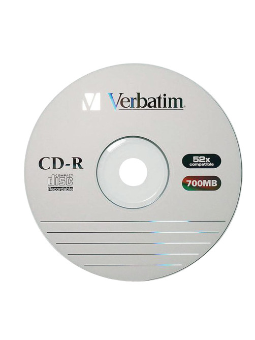 Диск CD-R VERBATIM 700 Mb 52х Cake Box (упаковка на шпиле), КОМПЛЕКТ 100 шт., 43411