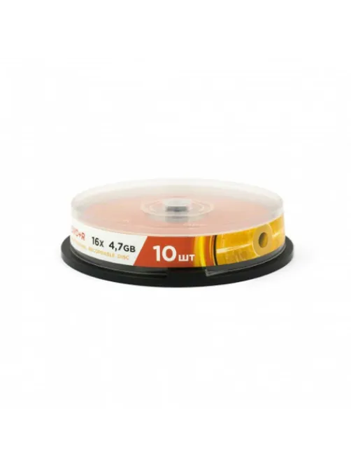 Диск DVD+R (плюс) MIREX, 4,7 Гб, 16x, Cake Box (упаковка на шпиле), КОМПЛЕКТ 10 шт., UL130013A1L