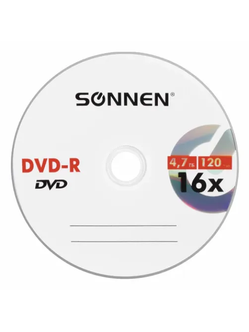 Диск DVD-R SONNEN 4,7 Gb 16x Bulk (термоусадка без шпиля), КОМПЛЕКТ 50 шт., 512574