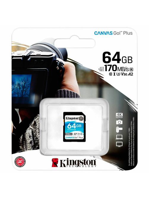 Карта памяти SDXC 64GB KINGSTON Canvas Go Plus, UHS-I U3, 170 Мб/с (class 10), SDG3/64GB