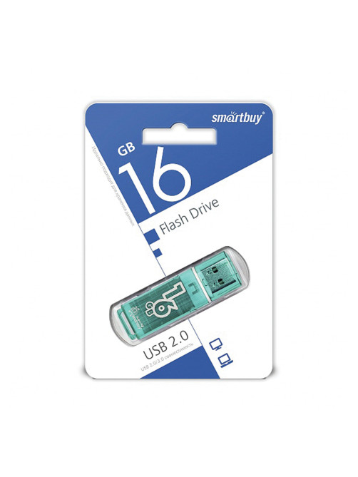 Флеш-диск 16 GB, SMARTBUY Glossy, USB 2.0, зеленый, SB16GBGS-G