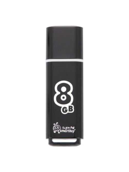 Флеш-диск 8 GB, SMARTBUY Glossy, USB 2.0, черный, SB8GBGS-K