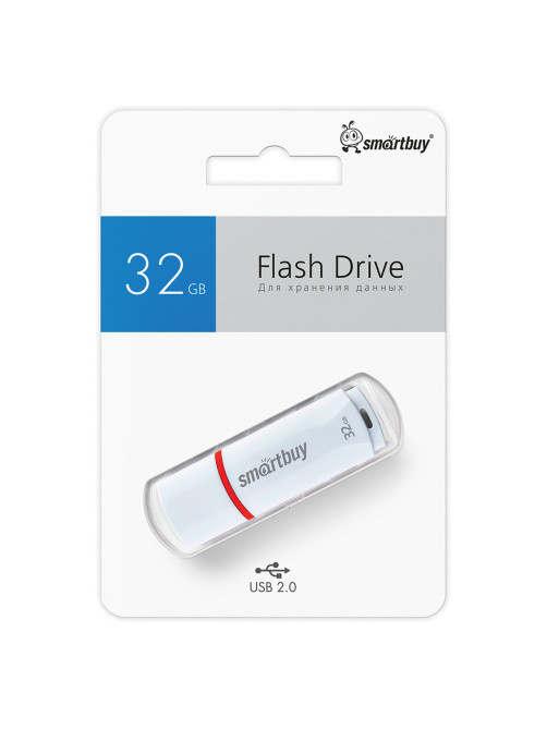 Флеш-диск 32 GB, SMARTBUY Crown, USB 2.0, белый, SB32GBCRW-W