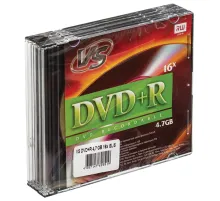 Диск DVD+R (плюс) VS, 4,7 Гб, 16x, Slim Case, КОМПЛЕКТ 5 шт., VSDVDPRSL501