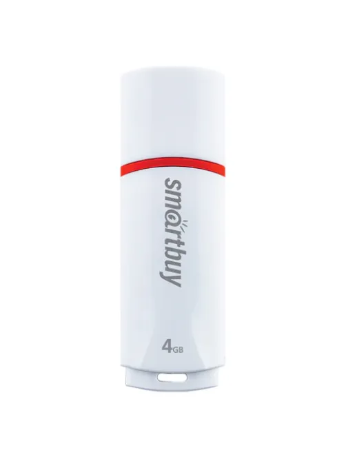 Флеш-диск 4 GB, SMARTBUY Crown, USB 2.0, белый, SB4GBCRW-W
