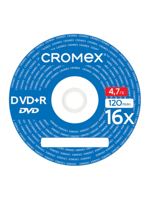 Диск DVD+R CROMEX (КРОМЕКС), 4,7 Gb, 16x, Cake Box (упаковка на шпиле), КОМПЛЕКТ 10 шт., 514307