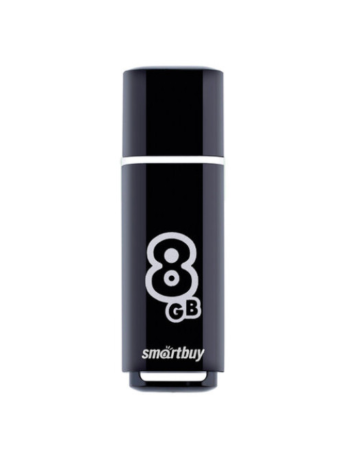 Флеш-диск 8 GB, SMARTBUY Glossy, USB 2.0, черный, SB8GBGS-K