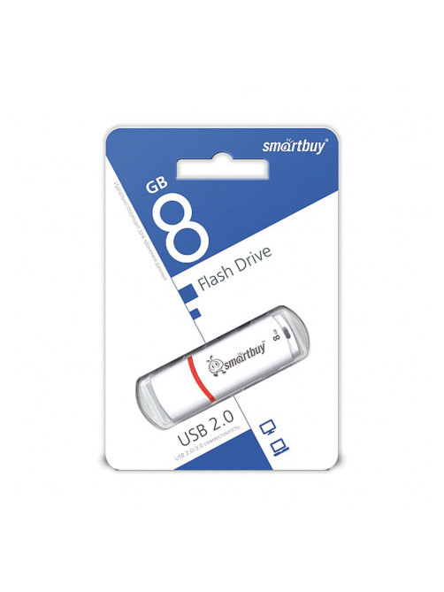 Флеш-диск 8 GB, SMARTBUY Crown, USB 2.0, белый, SB8GBCRW-W