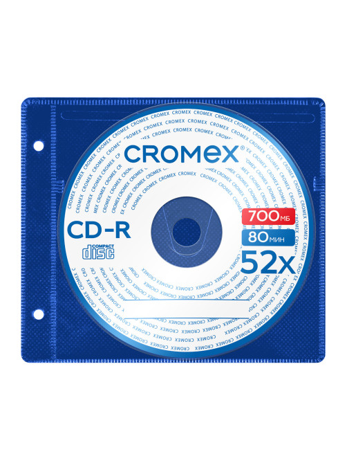 Диск CD-R CROMEX (КРОМЕКС), 700 Mb, 52x, в конверте с перфорацией, КОМПЛЕКТ 50 шт., 514306