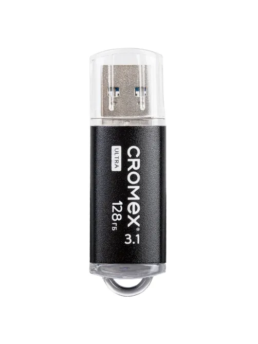 Флеш-диск 128 GB, CROMEX (КРОМЕКС) Ultra USB 3.1, металлический корпус, черный, 514165