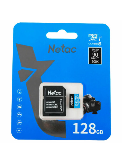 Карта памяти microSDXC 128 ГБ, NETAC P500 Standard, UHS-I U3, 128 Мб/с, (class 10), NT02P500PRO-128G-S
