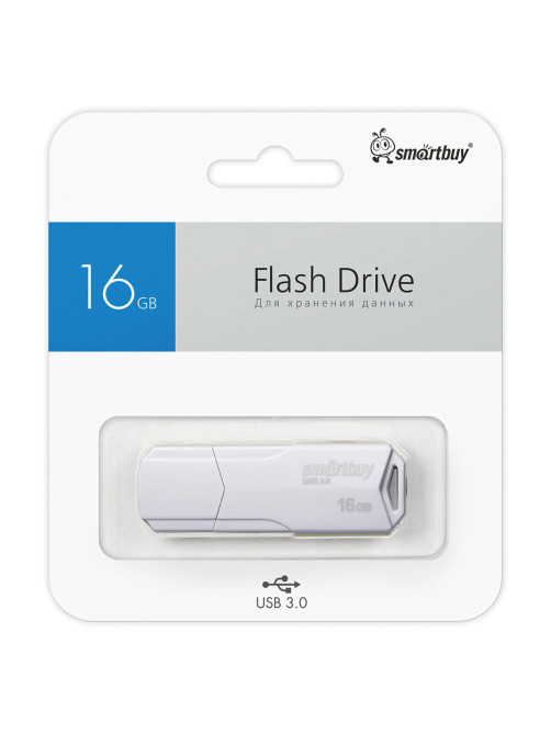 Флеш-диск 16 GB SMARTBUY Clue USB 2.0, белый, SB16GBCLU-W