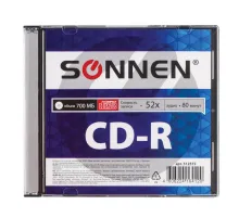 Диск CD-R SONNEN, 700 Mb, 52x, Slim Case (1 штука), 512572