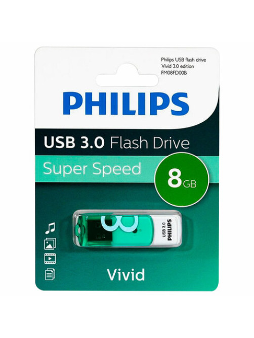 Флеш-диск 8 GB PHILIPS VIVID, разъем USB 3.0, зеленый, FM08FD00B/97